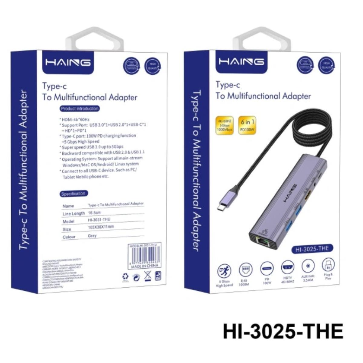 Haing HI-3025-THE Type-C To Multifunctional Adapter Haing HI-3025-THE Type-C To Multifunctional Adapter